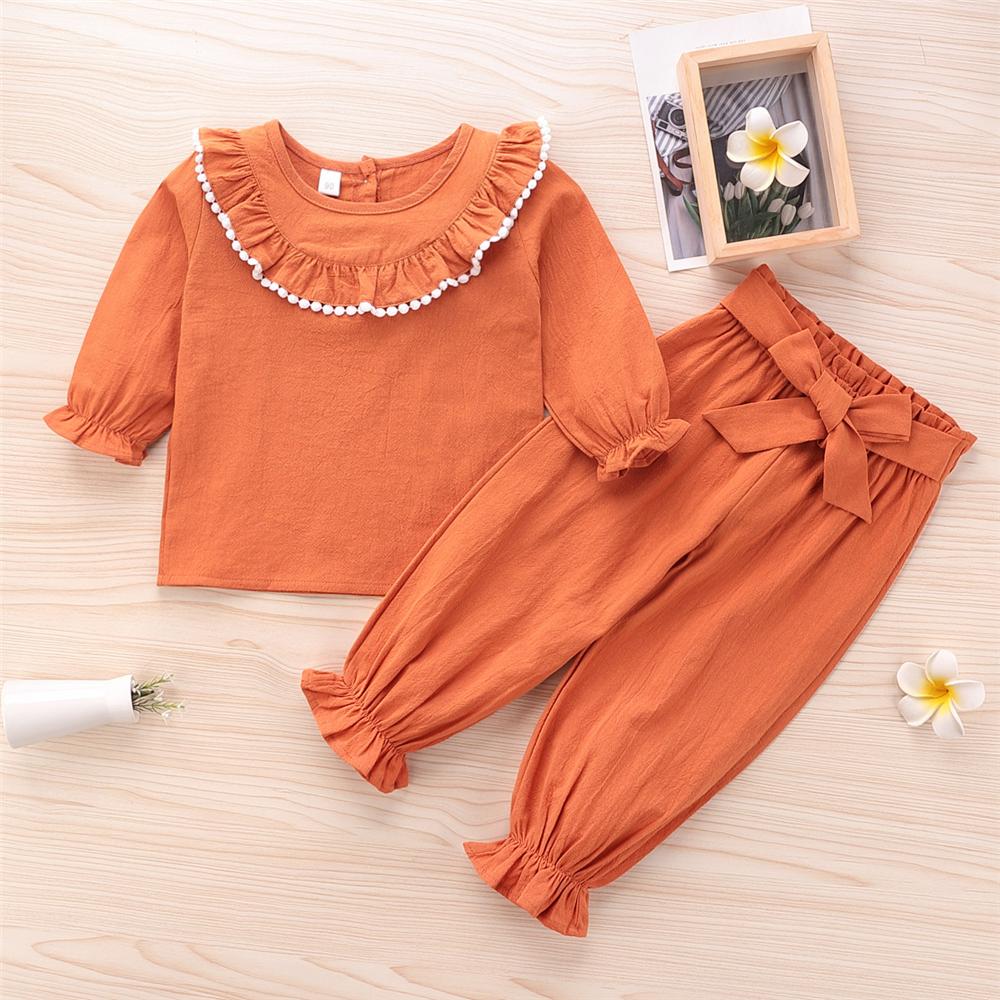 Girls Solid Long Sleeve Top & Pants Baby Wholesale Clothing - PrettyKid