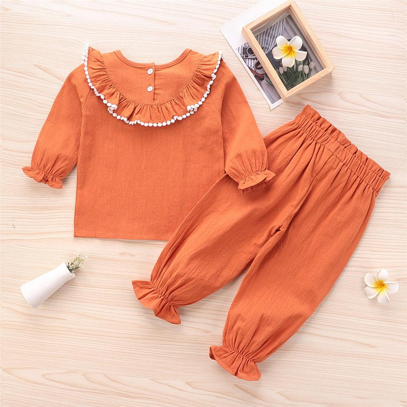 Girls Solid Long Sleeve Top & Pants Baby Wholesale Clothing - PrettyKid