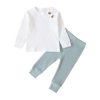 Unisex Solid Long Sleeve Top & Pants Cheap Baby Clothes In Bulk - PrettyKid