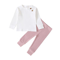 Unisex Solid Long Sleeve Top & Pants Cheap Baby Clothes In Bulk - PrettyKid