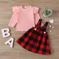 Girls Solid Long Sleeve Top & Plaid Skirt Wholesale Girl Boutique Clothing - PrettyKid