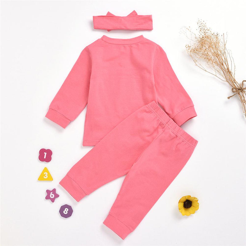 Baby Girls Solid Long Sleeve Tracksuit & Headband Girls Clothes Wholesale - PrettyKid