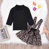 Baby Girls Solid Long Sleeve Turtleneck Top & Leopard Skirt Girl Wholesale - PrettyKid