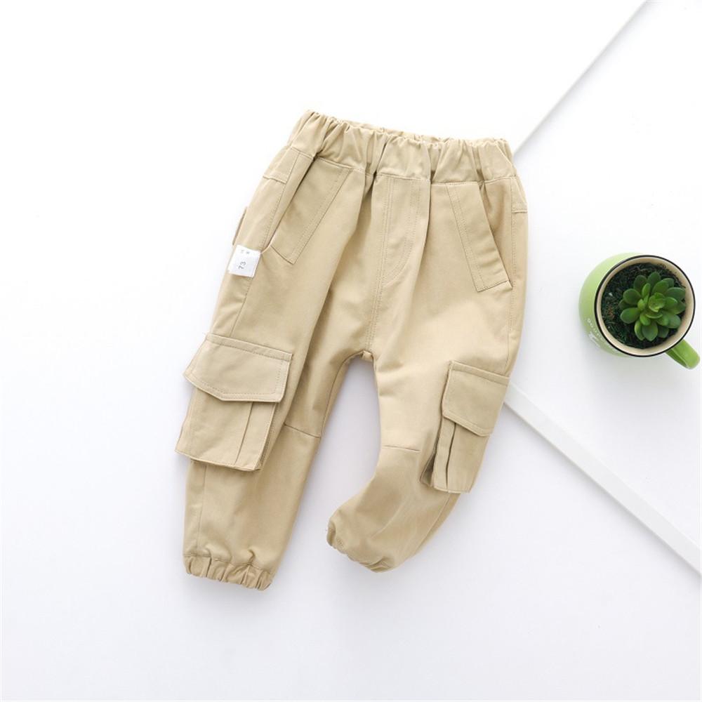 Boys Solid Pocket Casual Pants - PrettyKid