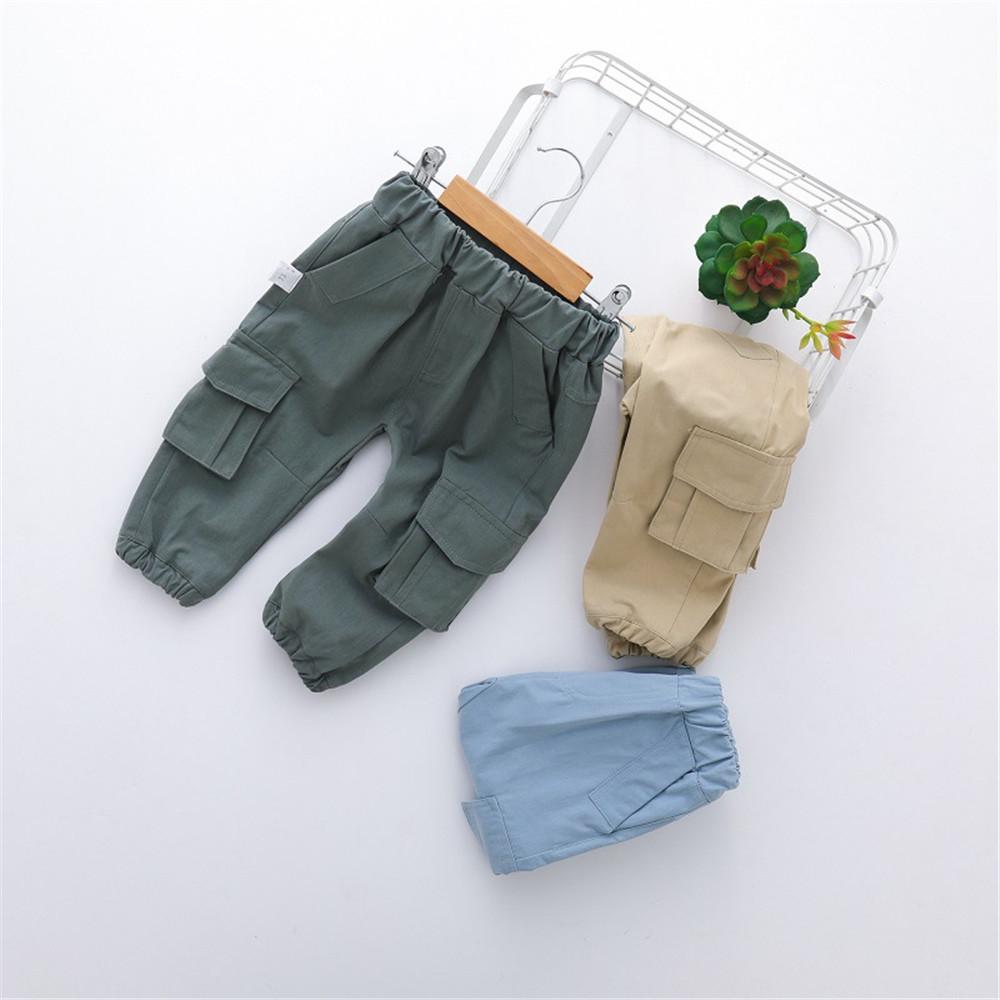 Boys Solid Pocket Casual Pants - PrettyKid