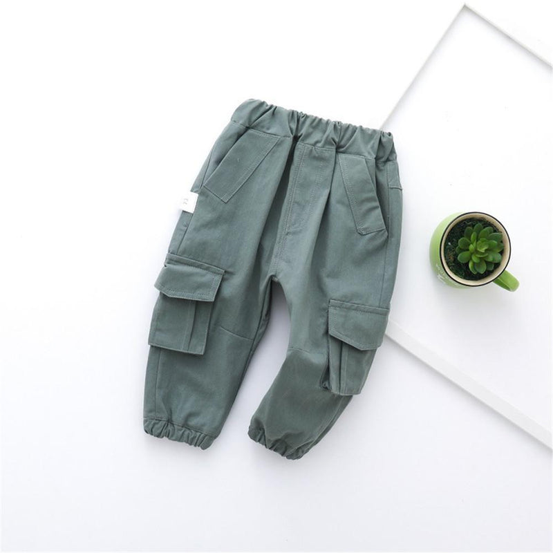 Boys Solid Pocket Casual Pants - PrettyKid