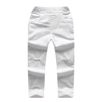 Girls Solid Pocket Denim Ripped Pants - PrettyKid