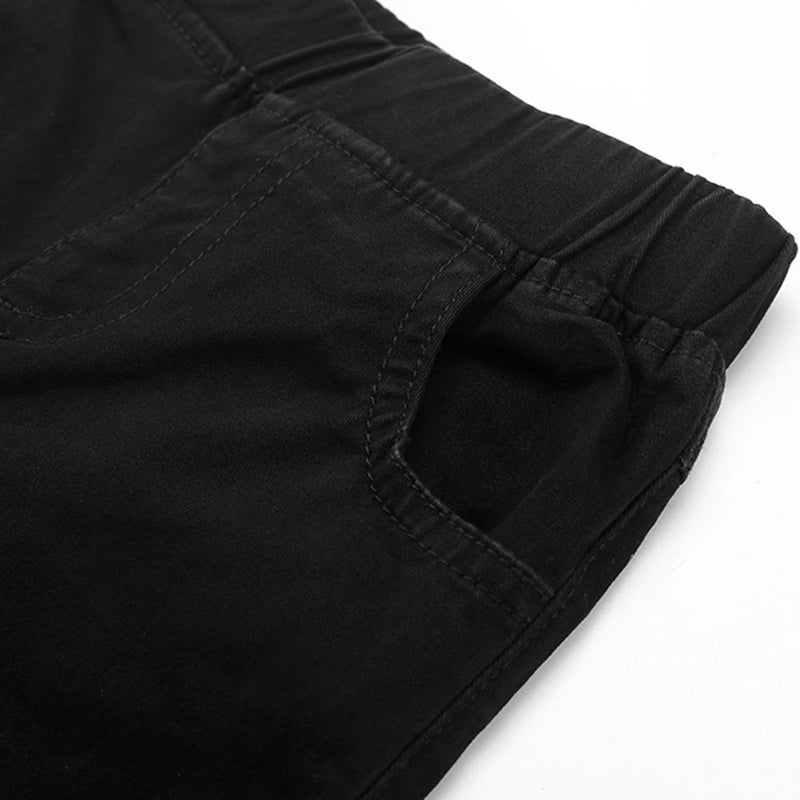 Girls Solid Pocket Denim Ripped Pants - PrettyKid