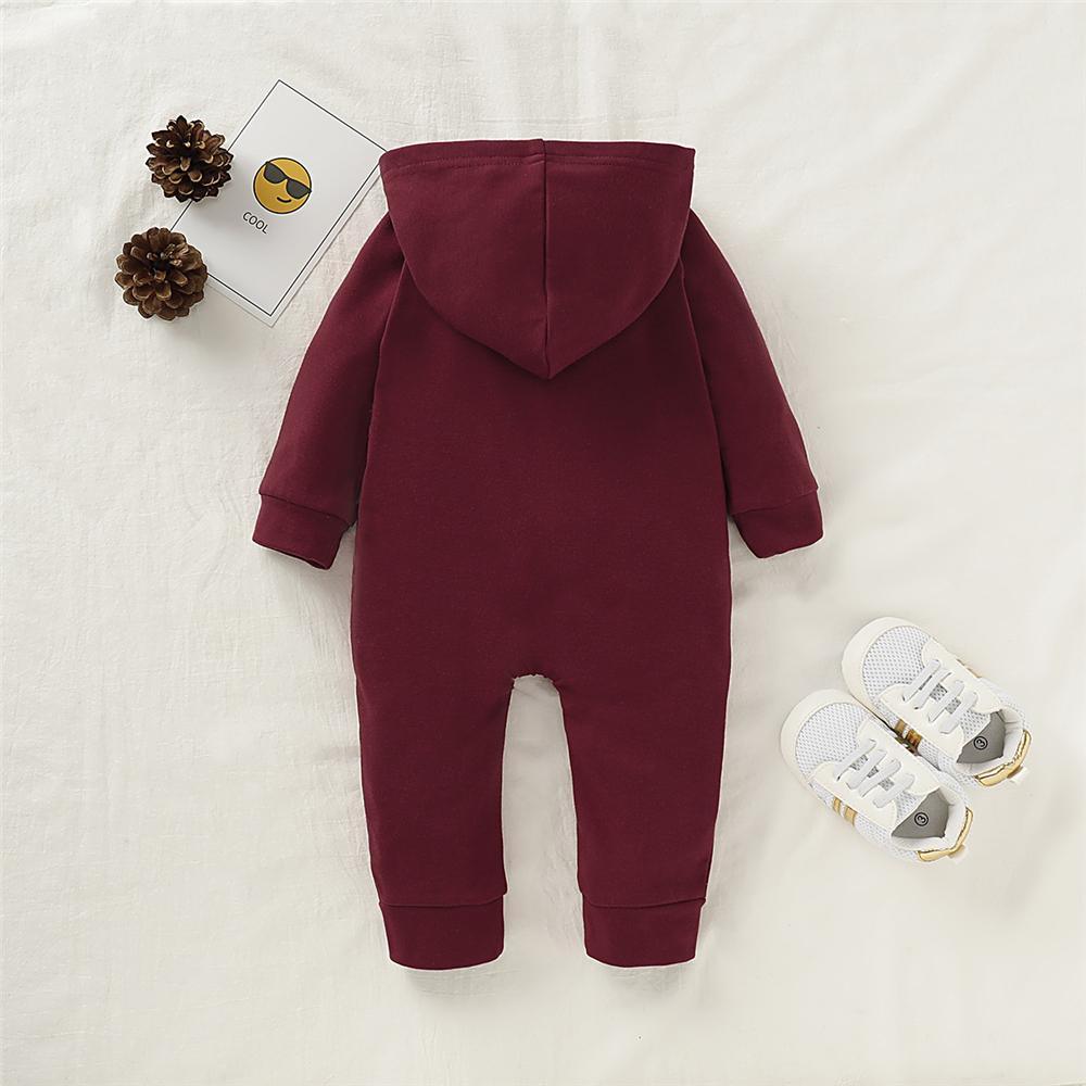 Baby Unisex Solid Pocket Hooded Romper Wholesale Baby Rompers - PrettyKid