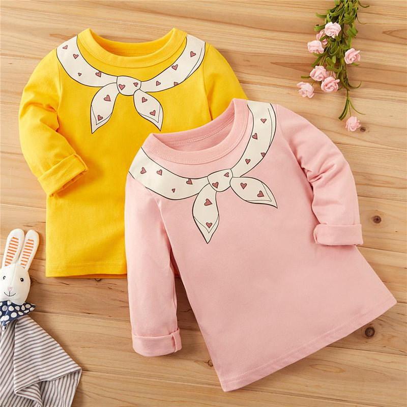 Girls Solid Printed Long Sleeve Tops - PrettyKid