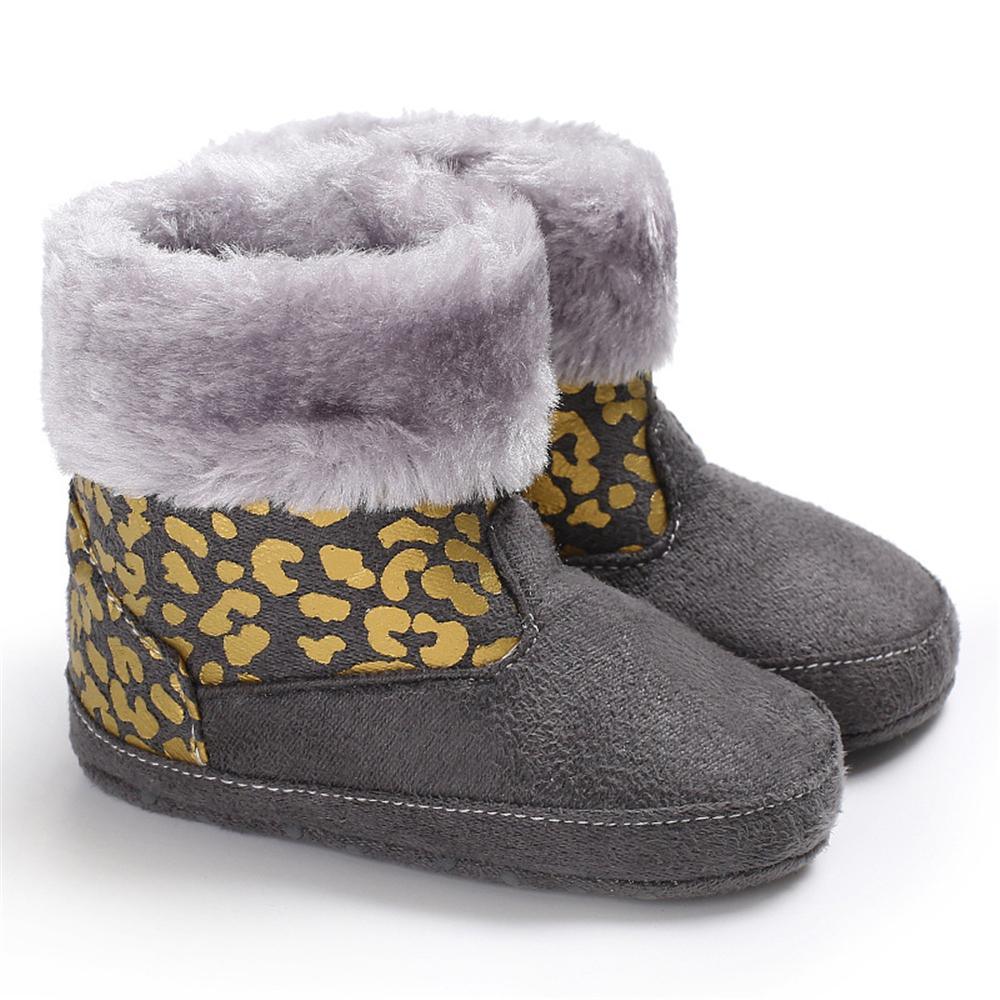 Baby Girls Solid Printed Winter Fur Boots Wholesale Children Shoes - PrettyKid