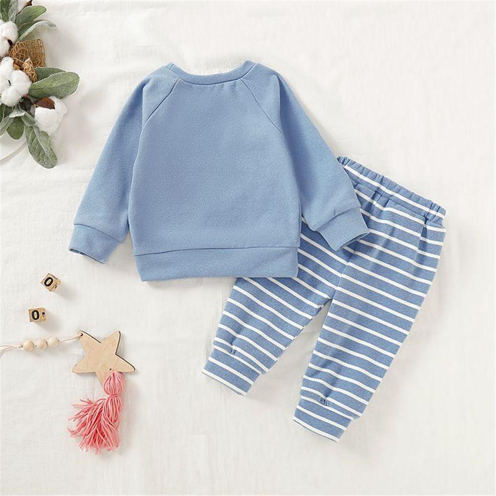 Baby Solid Pullover & Striped Pants - PrettyKid