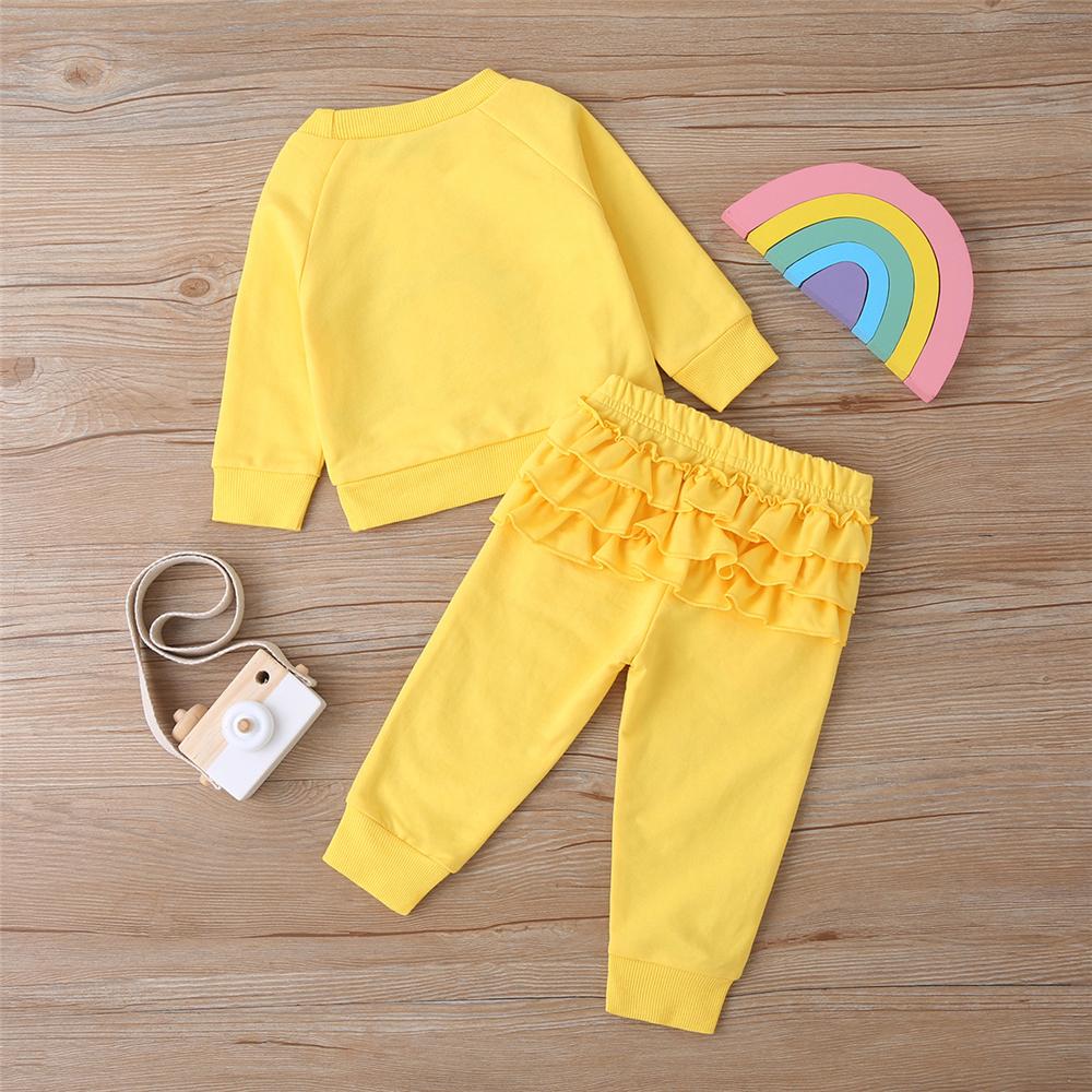 Baby Girls Solid Rainbow Long Sleeve Top & Pants Children Clothes Wholesale - PrettyKid