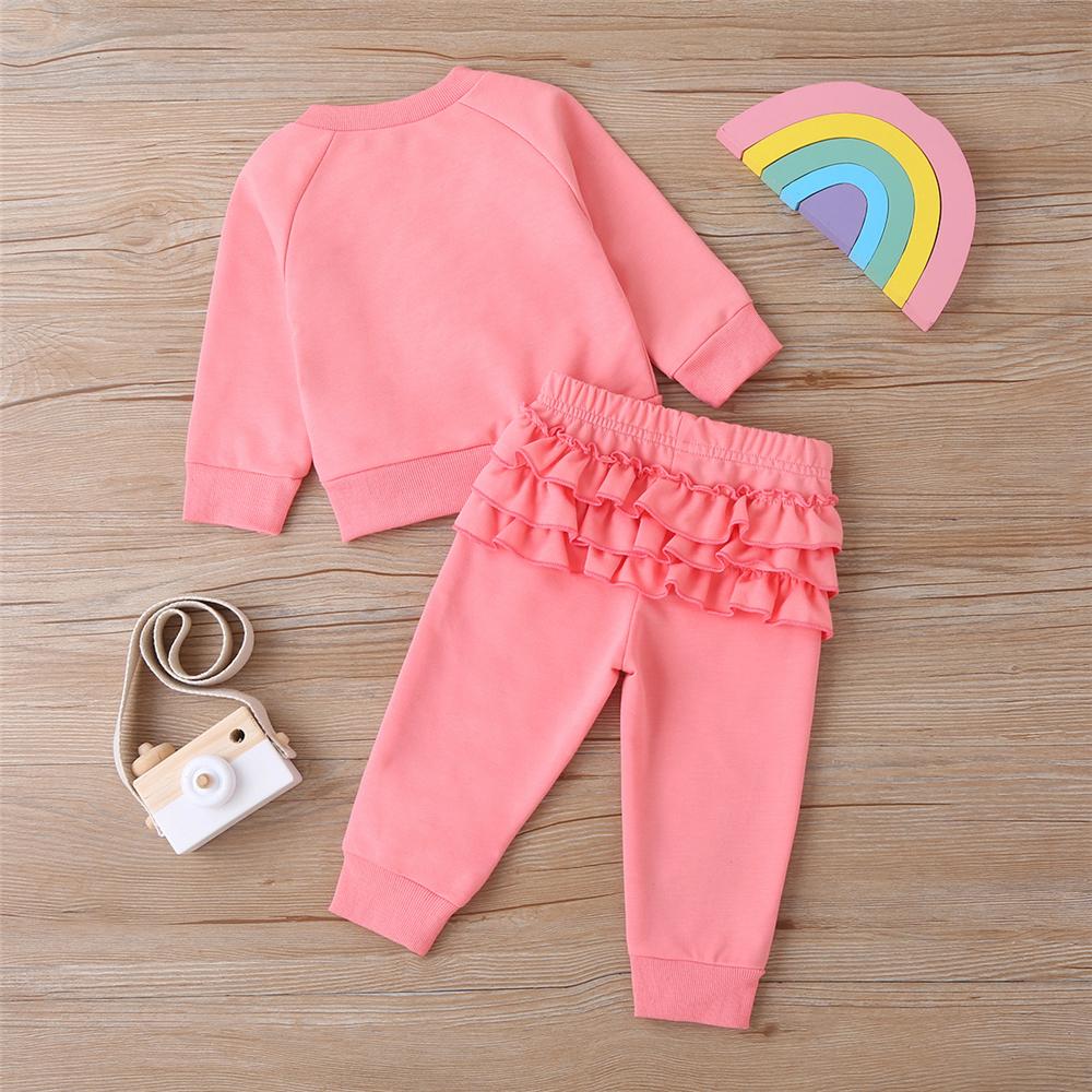 Baby Girls Solid Rainbow Long Sleeve Top & Pants Children Clothes Wholesale - PrettyKid