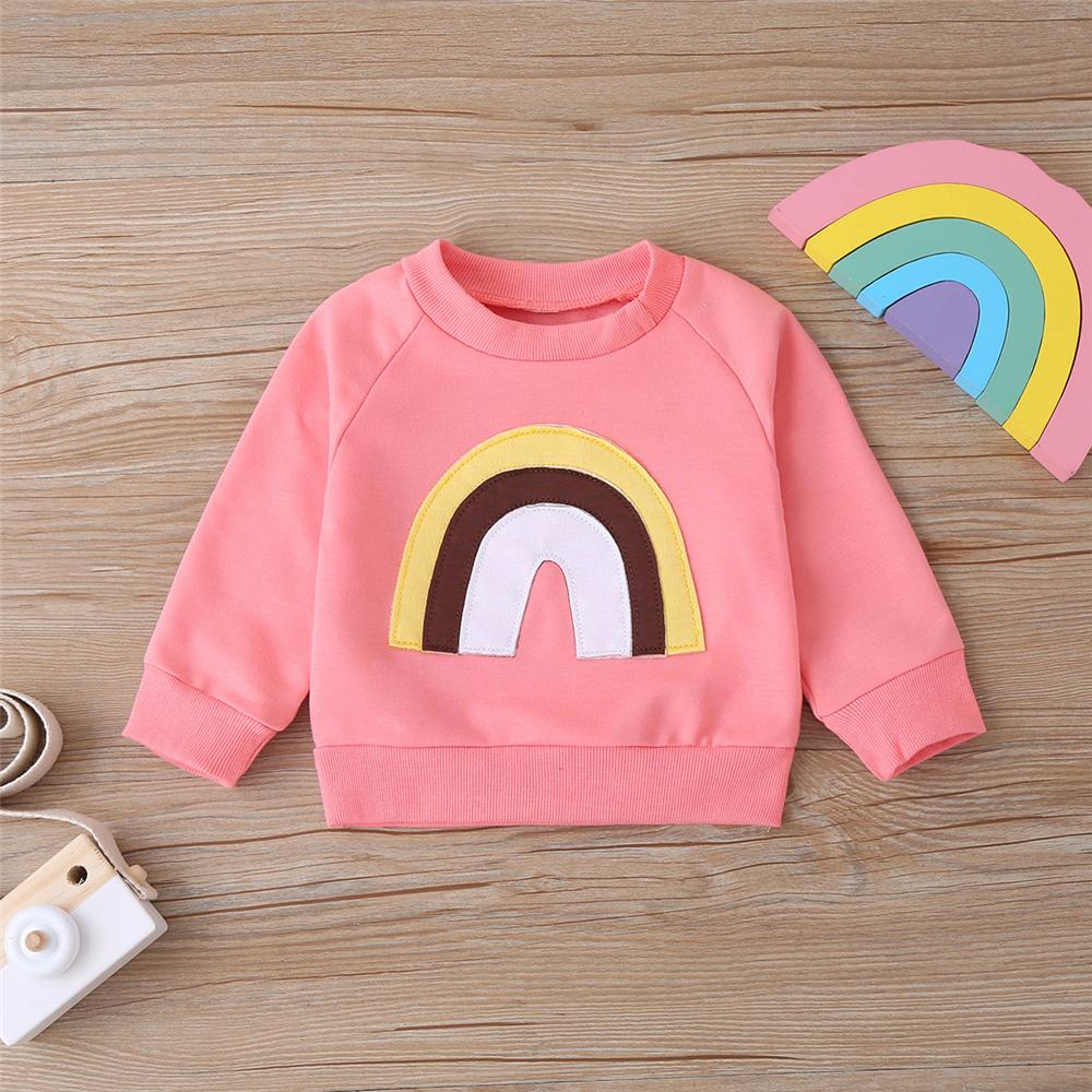 Baby Girls Solid Rainbow Long Sleeve Top & Pants Children Clothes Wholesale - PrettyKid