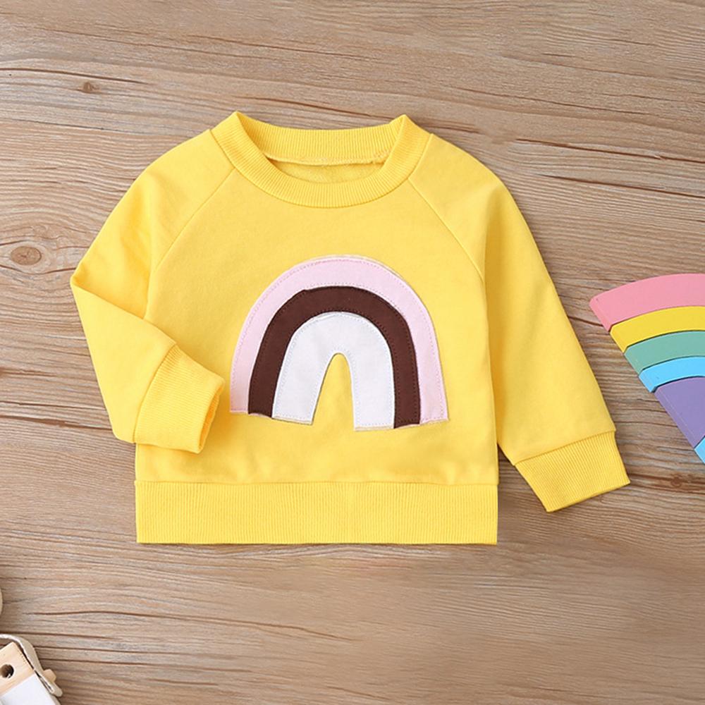 Baby Girls Solid Rainbow Long Sleeve Top & Pants Children Clothes Wholesale - PrettyKid