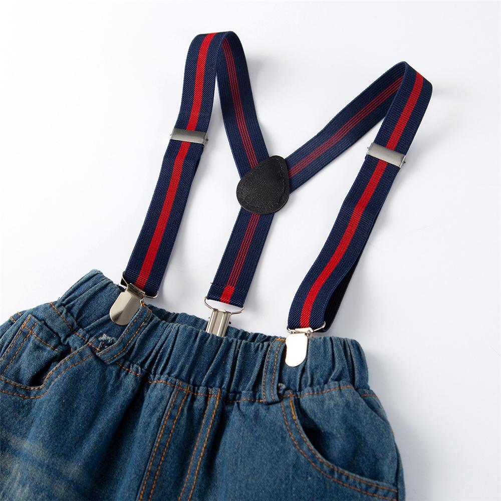 Boys Solid Ripped Denim Overalls Wholesale - PrettyKid