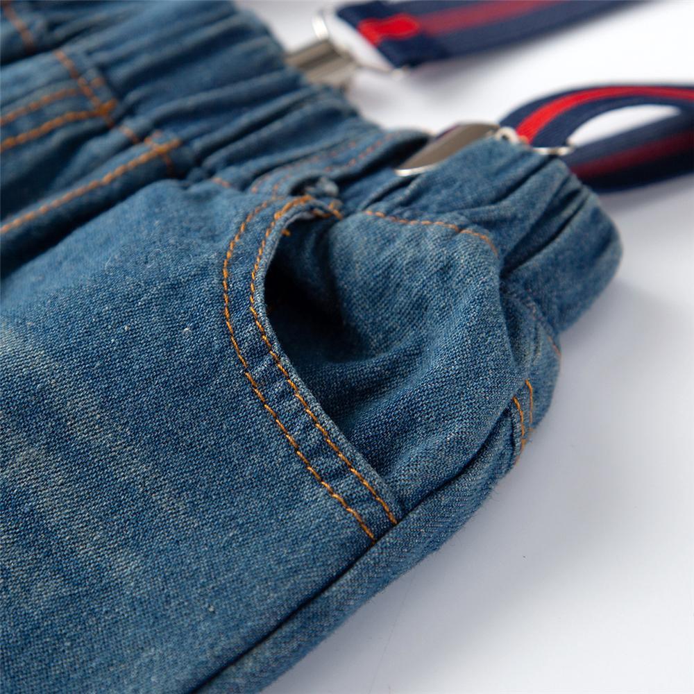 Boys Solid Ripped Denim Overalls Wholesale - PrettyKid