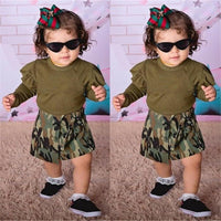 Baby Girls Solid Romper & Camo Shorts Wholesale Baby Outfits - PrettyKid