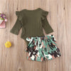 Baby Girls Solid Romper & Camo Shorts Wholesale Baby Outfits - PrettyKid
