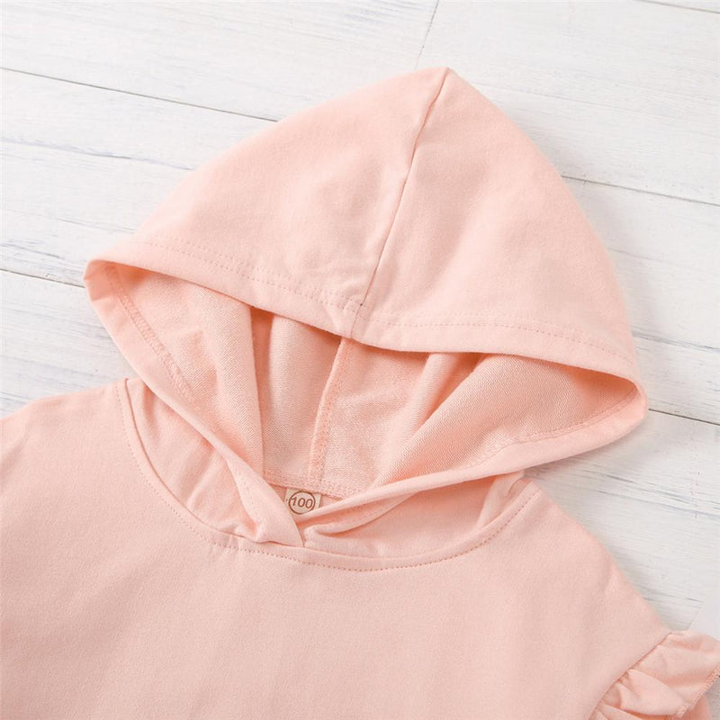 Girls Solid Ruffle Long Sleeve Hooded Top Wholesale Boutique Girl Clothing - PrettyKid