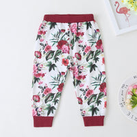 Baby Solid Ruffle Long Sleeve Romper & Floral Printed Pants - PrettyKid