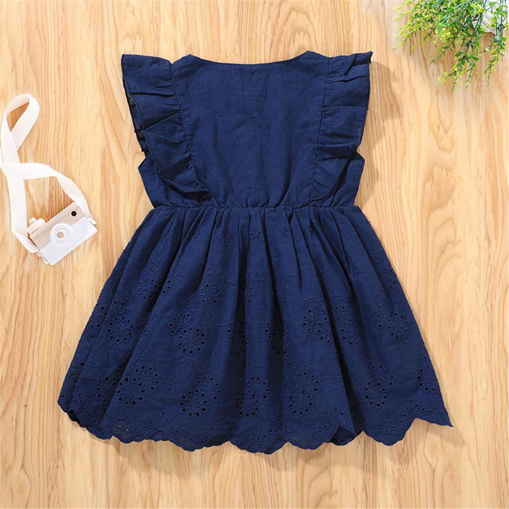 Toddler Girls Solid Ruffled Sleeveless Dresses trendy baby clothes wholesale - PrettyKid