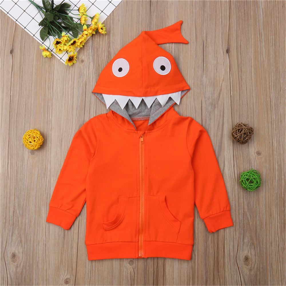 Girls Solid Shark Hooded Long Sleeve Jackets - PrettyKid