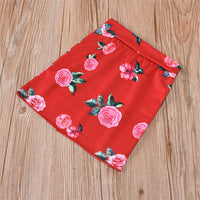 Girls Solid Sleeveless Ruffled Top & Floral Skirt & Headband Toddler Girls Wholesale - PrettyKid