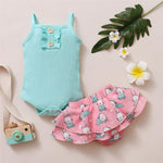 Baby Girls Solid Sling Top & Rabbit Shorts wholesale baby clothes manufacturers - PrettyKid