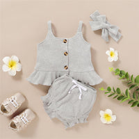 Baby Girls Black Flying Sleeve Romper & Leopard Shorts baby clothes wholesale usa - PrettyKid