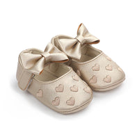 Baby Girls Solid Soft Heart Magic Tape Flats - PrettyKid