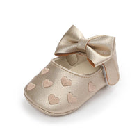 Baby Girls Solid Soft Heart Magic Tape Flats - PrettyKid