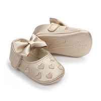 Baby Girls Solid Soft Heart Magic Tape Flats - PrettyKid