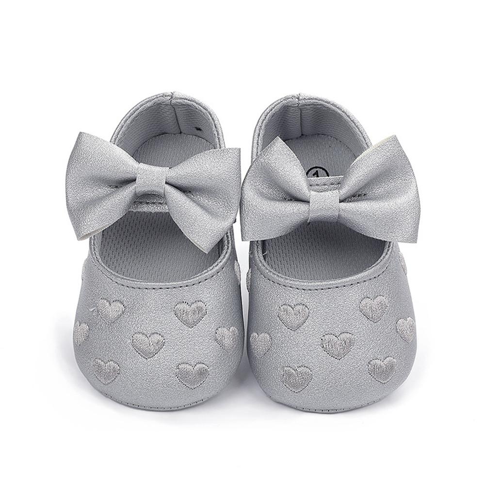 Baby Girls Solid Soft Heart Magic Tape Flats - PrettyKid