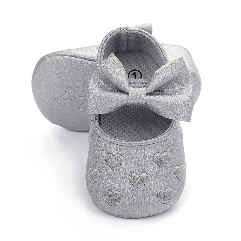 Baby Girls Solid Soft Heart Magic Tape Flats - PrettyKid