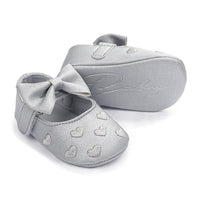 Baby Girls Solid Soft Heart Magic Tape Flats - PrettyKid