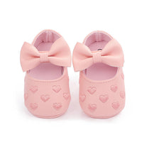 Baby Girls Solid Soft Heart Magic Tape Flats - PrettyKid