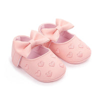 Baby Girls Solid Soft Heart Magic Tape Flats - PrettyKid