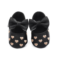 Baby Girls Solid Soft Heart Magic Tape Flats - PrettyKid