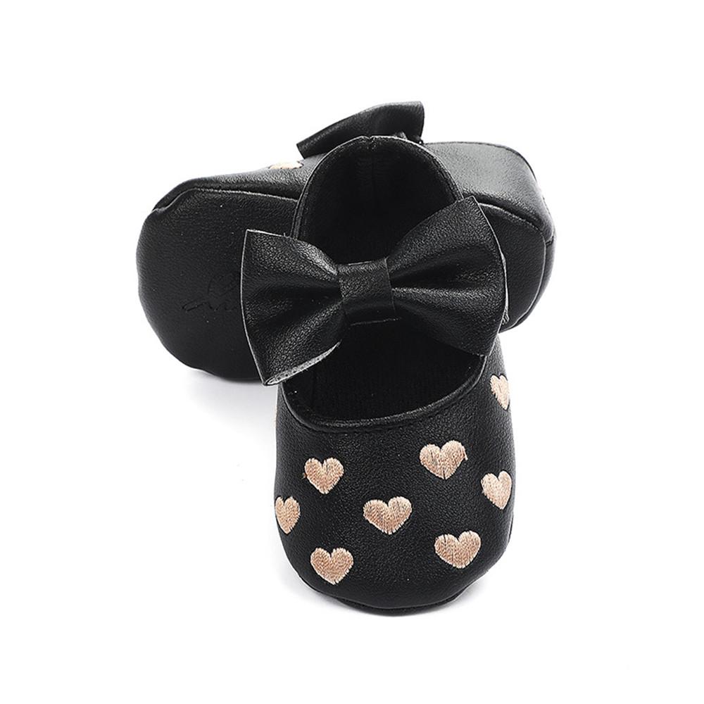 Baby Girls Solid Soft Heart Magic Tape Flats - PrettyKid