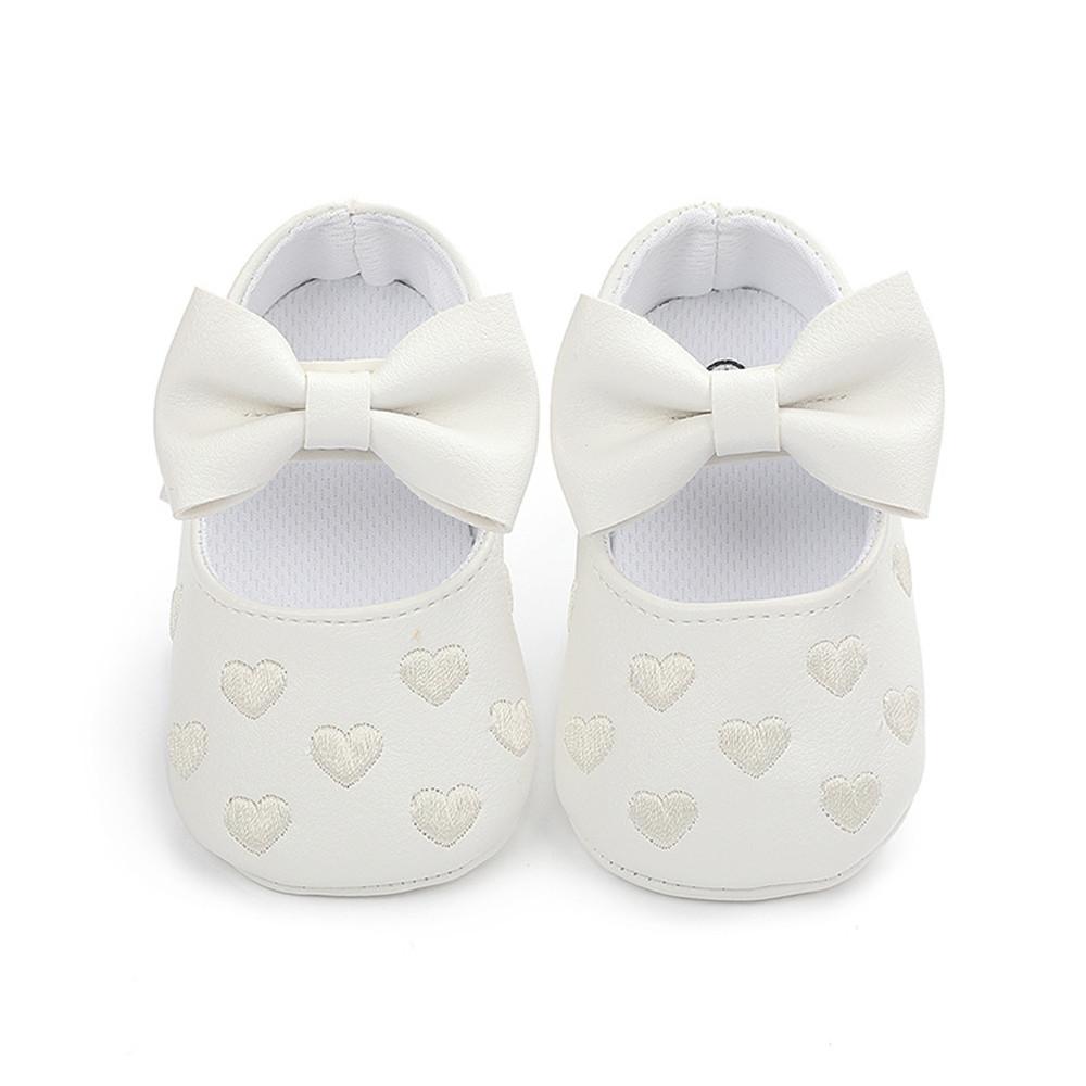 Baby Girls Solid Soft Heart Magic Tape Flats - PrettyKid