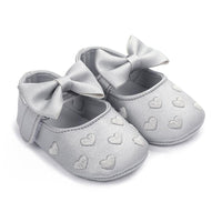 Baby Girls Solid Soft Heart Magic Tape Flats - PrettyKid