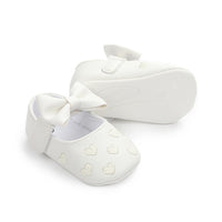 Baby Girls Solid Soft Heart Magic Tape Flats - PrettyKid