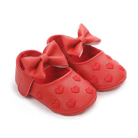 Baby Girls Solid Soft Heart Magic Tape Flats - PrettyKid