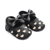 Baby Girls Solid Soft Heart Magic Tape Flats - PrettyKid