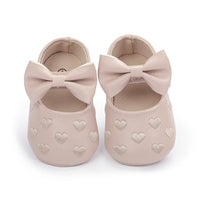 Baby Girls Solid Soft Heart Magic Tape Flats - PrettyKid