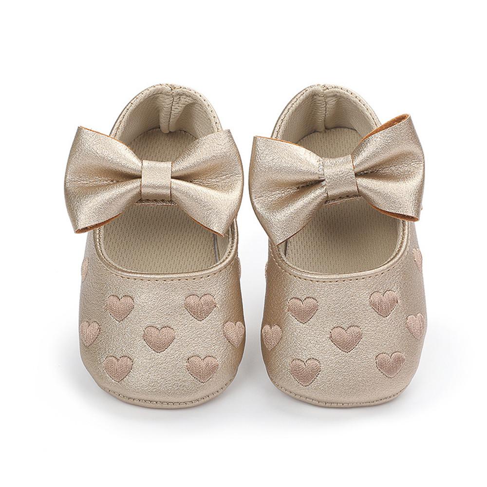 Baby Girls Solid Soft Heart Magic Tape Flats - PrettyKid