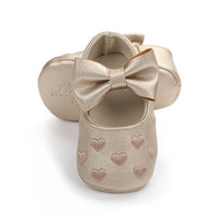 Baby Girls Solid Soft Heart Magic Tape Flats - PrettyKid