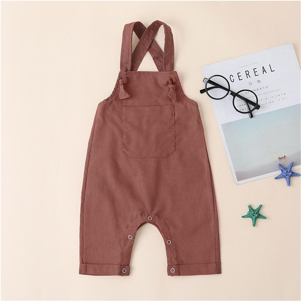 Girls Solid Suspender Pocket Jumpsuits - PrettyKid